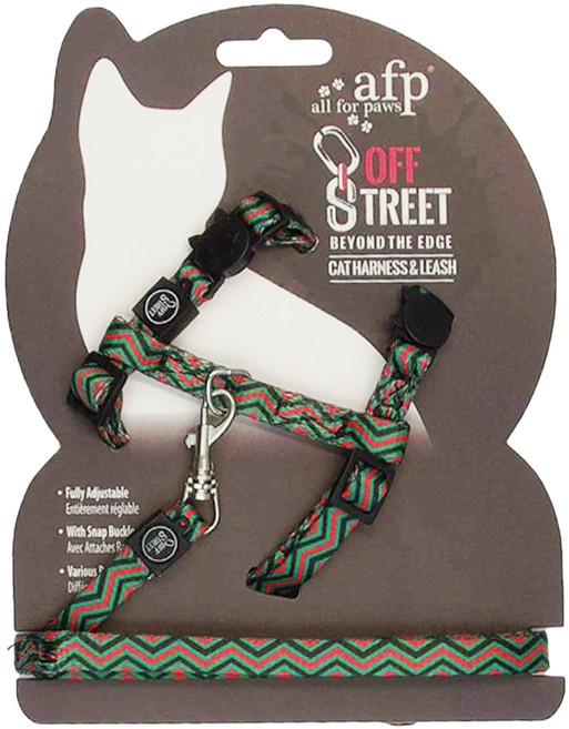 all for paws 貓用胸背帶牽繩組 OFF STREET系列 鋅合金, 雪佛龍, 1組