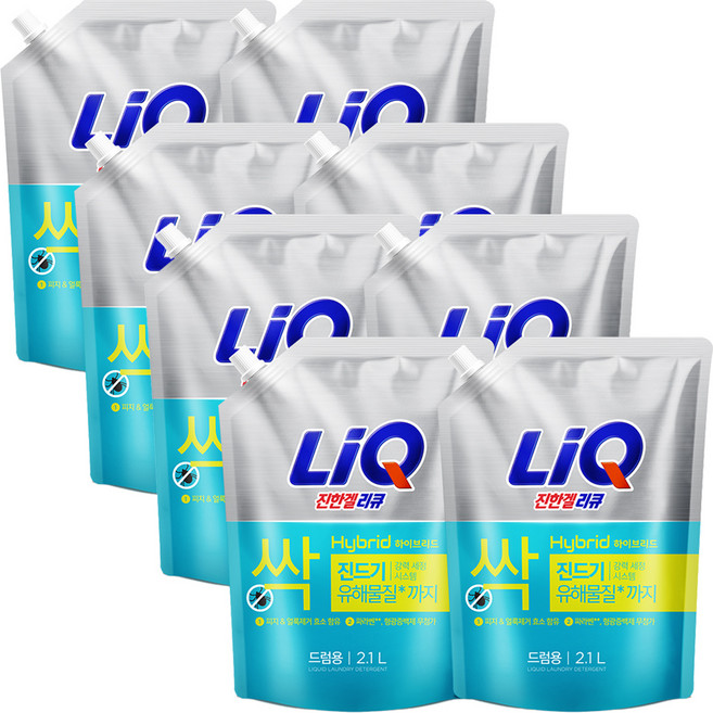 리큐 진한겔 하이브리드 드럼세탁기용 액상세제 플로럴 부케향 리필, 2.1L, 8개