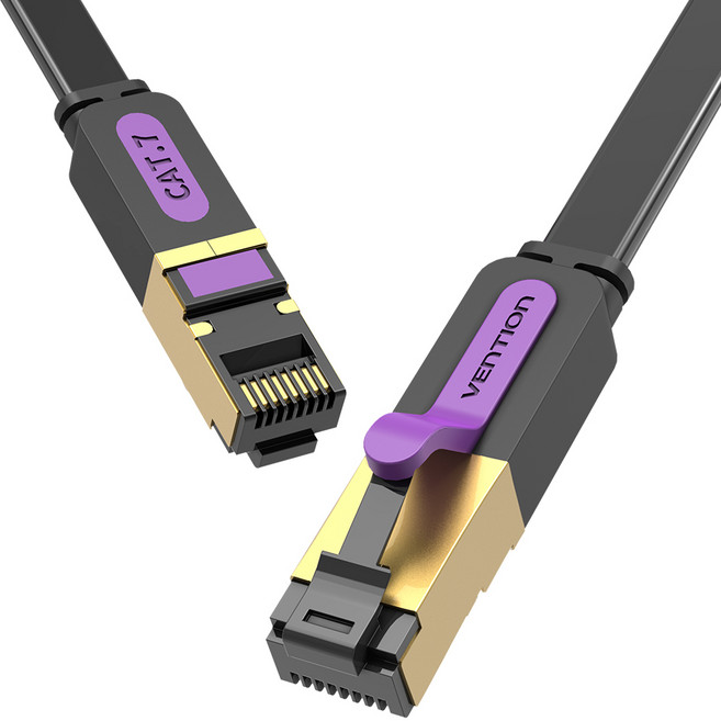 벤션 칼국수형 CAT.7 랜선 랜케이블 SSTP 10Gbps, i.블랙 15m, 1개, 15m