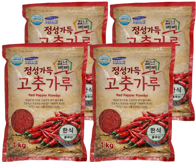 일년래래 중국산 한식용 고춧가루, 1kg, 4개