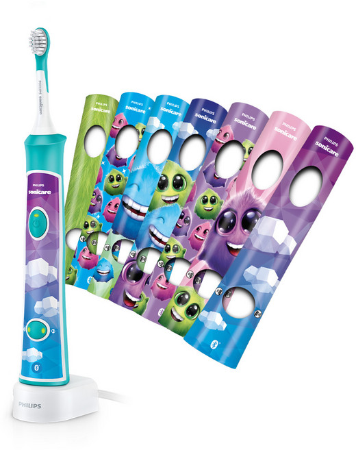 필립스 소닉케어 블루투스 어린이 충전식 전동칫솔, HX6321/03, 아쿠아, 1개