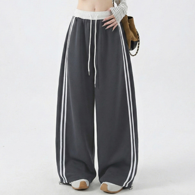 Paradiso 女款撞色條紋寬版運動褲