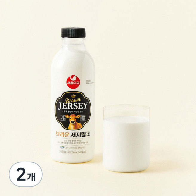 서울우유 브라운 저지밀크, 750ml, 2개