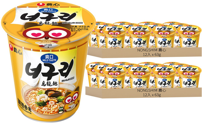 NONGSHIM 農心 爽口海鮮烏龍杯麵, 63g, 24入