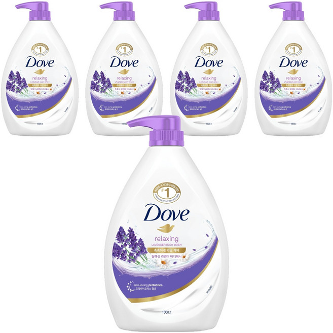 도브 릴렉싱 바디워시 라벤더향, 1L, 5개