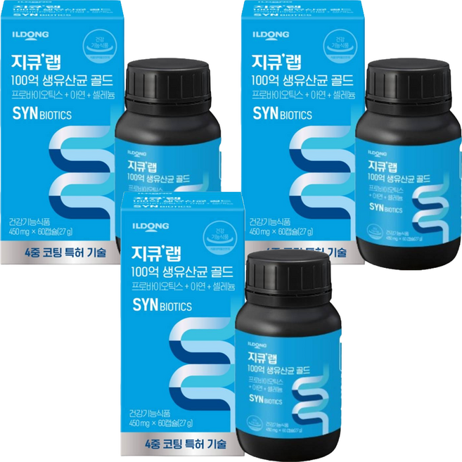 지큐랩 100억 생유산균 골드 450mg, 60정, 3개