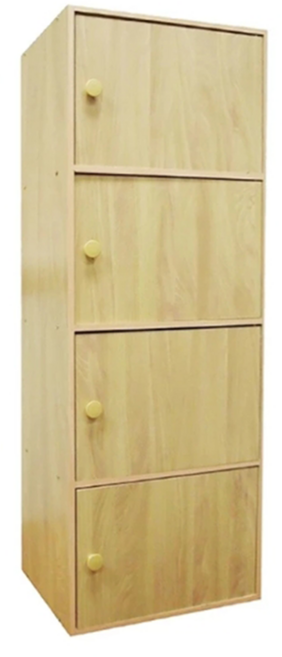 USEFUL DESIGN 悠室屋 四層門櫃 42 x 30 x 118cm 居家收納, 木紋色