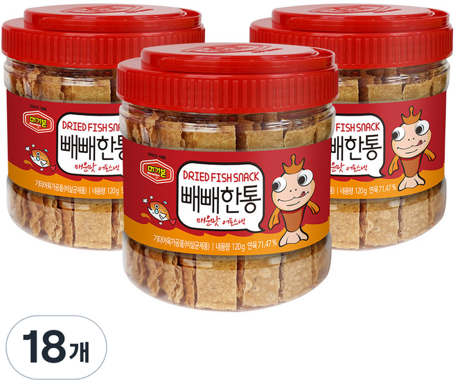 머거본 빼빼한통 매운맛 어포스낵, 120g, 18개