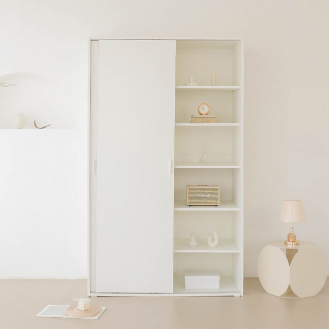 퍼리든 엘릭코 슬라이딩 옷장 선반형 1200 방문설치, 화이트