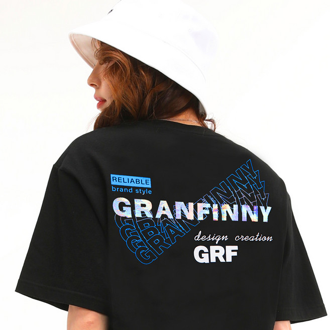 그랜피니 남녀공용 통기성 프리미엄 GRF 홀로그램 반팔 티셔츠 GFBT205