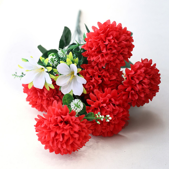 조아트 조화 성묘꽃 달리아 꽃다발, 레드, 3개