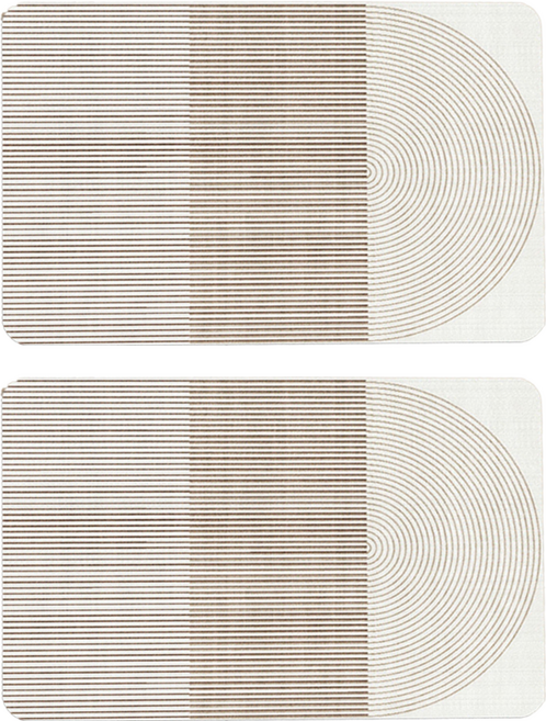 軟珪藻土地墊, 簡約線條 半圓 白色