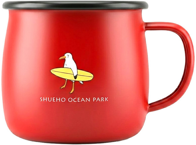 SHUEHO 樹可 海洋公園琺瑯杯 170g, 紅色 海鷗寶寶, 1個