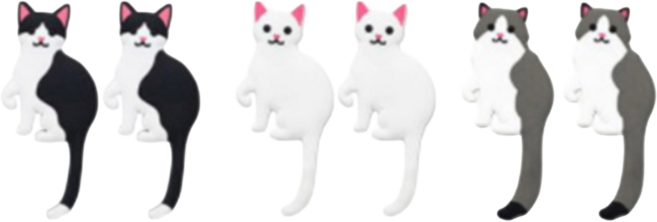 아필코 다용도 동물 벽걸이 후크 3종 세트, 고양이, 2세트