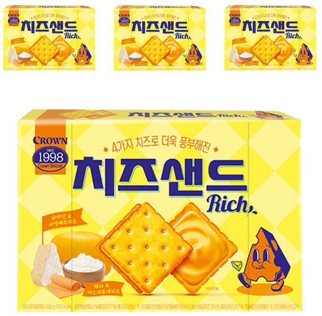 크라운 치즈샌드 리치, 4개, 180g