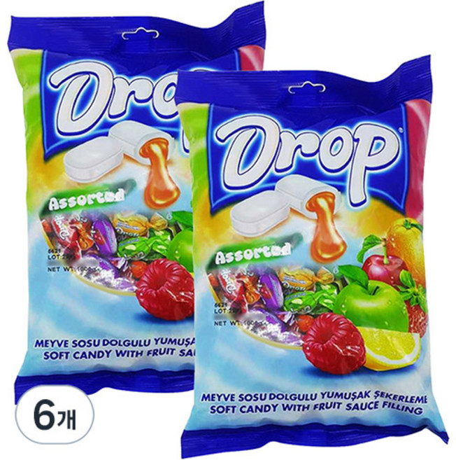 Drop 水果夾心軟糖 6種口味, 1kg, 6袋