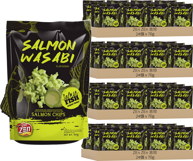 ZEn ZEn 吉珍 大馬讚讚來鮭魚片 山葵味, 70g, 96個