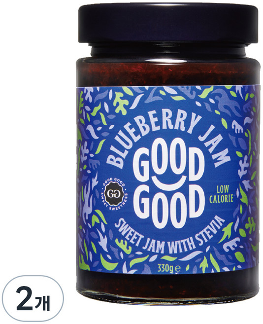 굿굿 저칼로리 스테비아 블루베리잼, 330g, 2개