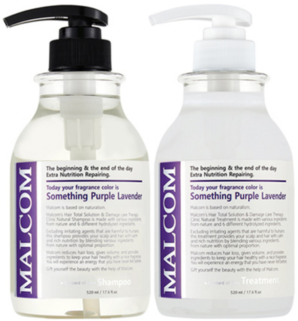 말콤 썸씽 퍼플 라벤더 샴푸 520ml + 트리트먼트 520ml 세트, 1세트