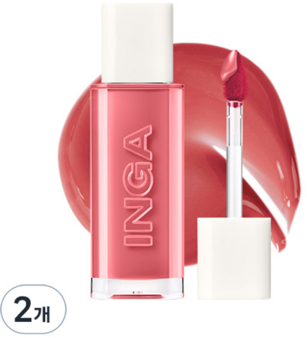 INGA Cosmetics 玻璃水光唇彩, Rosy Rose, 4.5g, 2支