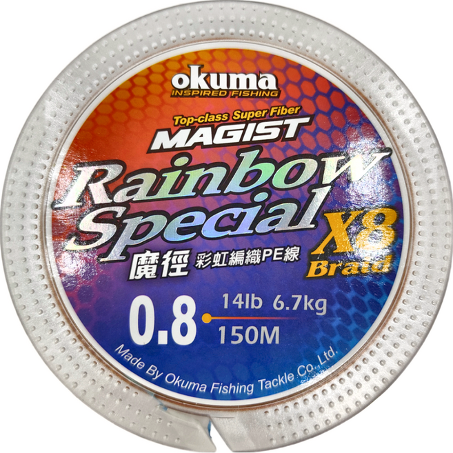okuma 寶熊釣具 編織線 魔徑MAGIST rainbow special 150M MAGR08150, 彩虹色, 1個