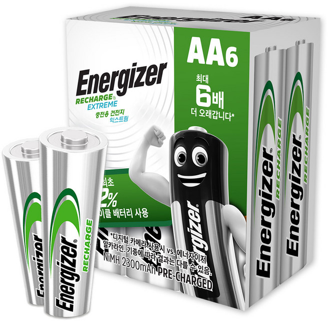 에너자이저 충전용 익스트림 AA 건전지, 6개입, 1개