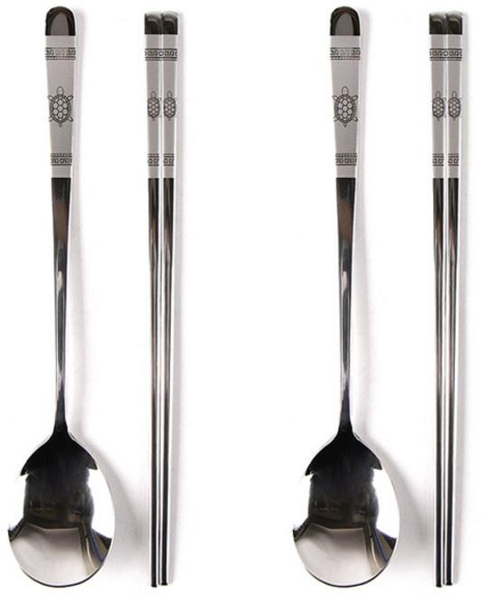 윌리브 거북이 수저세트, 실버, 숟가락 + 젓가락, 2세트