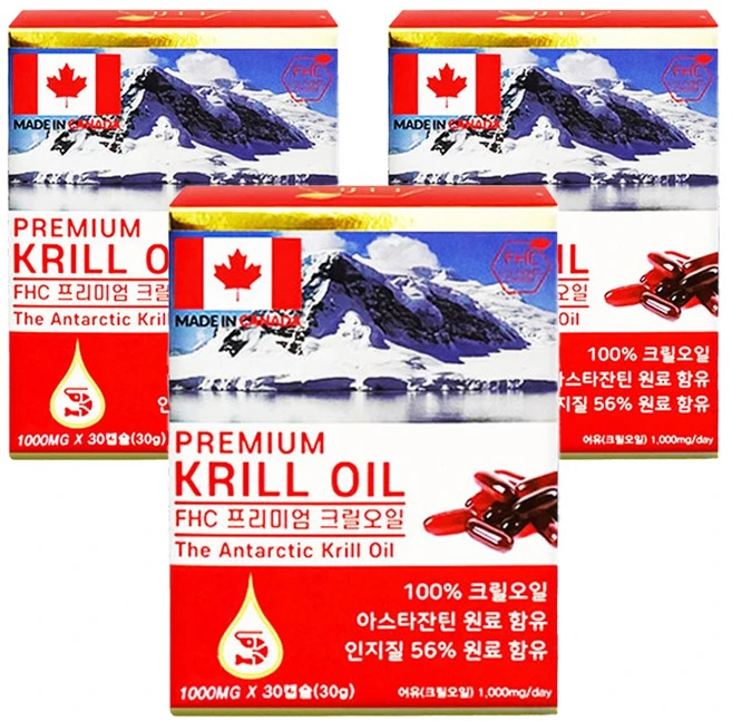 FHC 프리미엄 크릴오일 30g, 30정, 3개 - 쿠팡