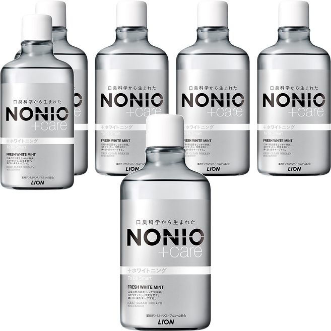 LION 獅王 NONIO 終結口氣漱口水 晶燦亮白, 600ml, 6瓶