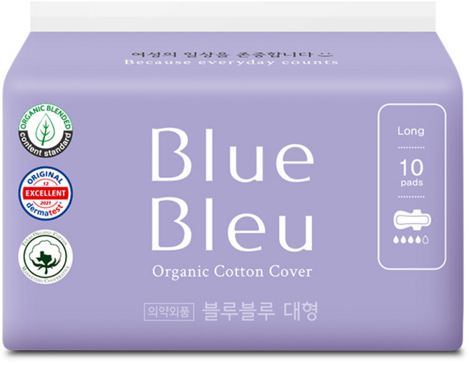 블루블루 울트라 슬림 생리대 날개형, 대형, 10개입, 1개