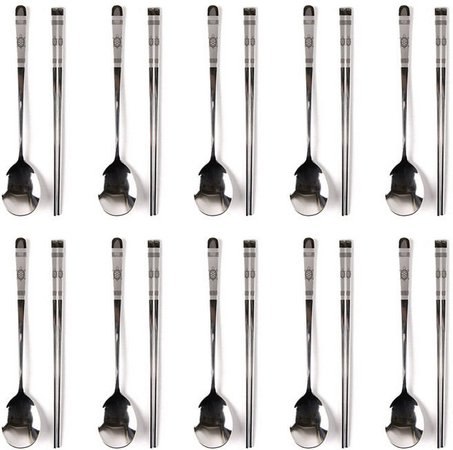 윌리브 국산 스텐 거북이 수저세트, 실버, 숟가락 + 젓가락, 10세트