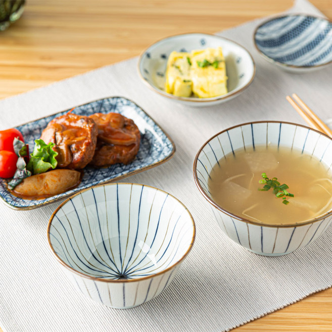 달보드레 1인 식기세트 6p, 블루 + 브라운, 공기 + 대접 + 소스볼 + 찬기 + 사각접시 + 젓가락, 1세트