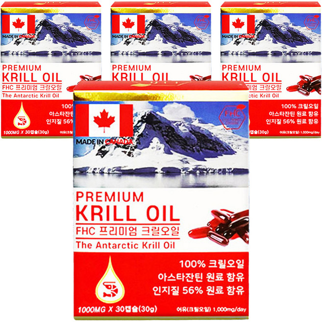 FHC 프리미엄 크릴오일 30g, 30정, 4개