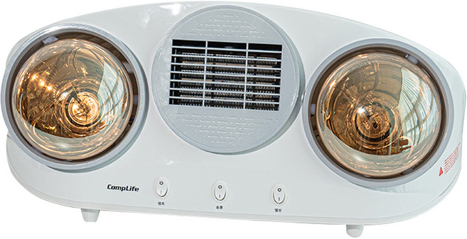 컴프라이프 욕실난방기 2구 특수코팅램프 온풍기 겸용 + 설치후크 2p 세트, CP1650M