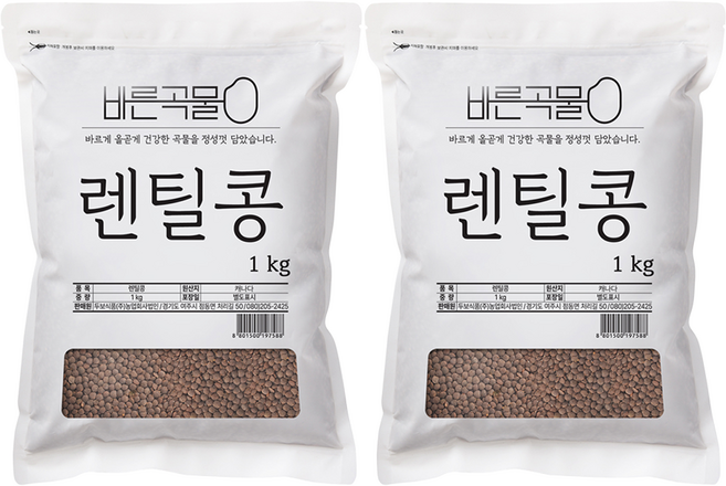 두보식품 바른곡물 렌틸콩, 1kg, 2개