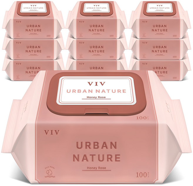 비브어반네이처 허니로즈 아기물티슈 캡형, 50g, 100매, 10개