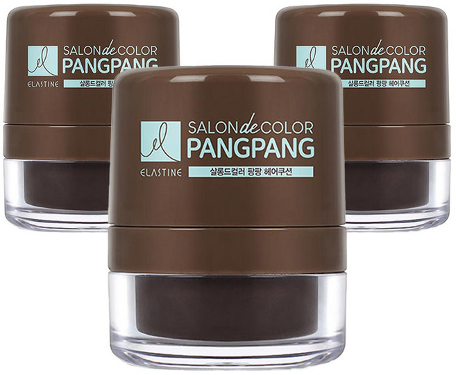 엘라스틴 살롱드컬러 팡팡 헤어쿠션, 짙은갈색, 3개