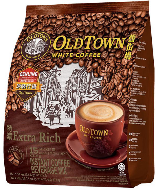 OLDTOWN WHITE COFFEE 舊街場白咖啡 3合1特濃白咖啡, 35g, 15條, 1袋