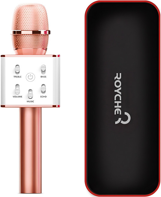 로이체 무선 블루투스 마이크 + 파우치, BTS-30KM, 로즈골드