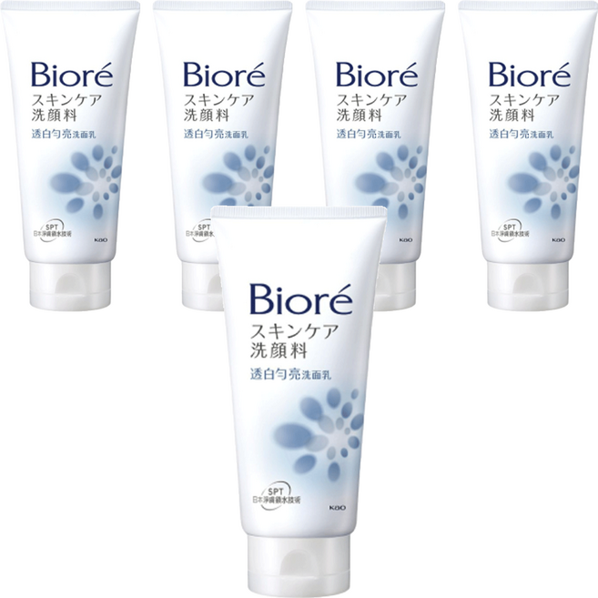 Biore 蜜妮 台灣公司貨 透白勻亮洗面乳, 100g, 5件