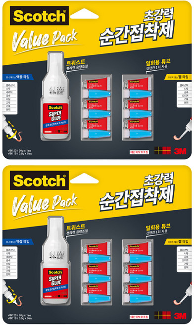 스카치 순간접착제 트위스트 타입 + 일회용 6p 세트, 2세트