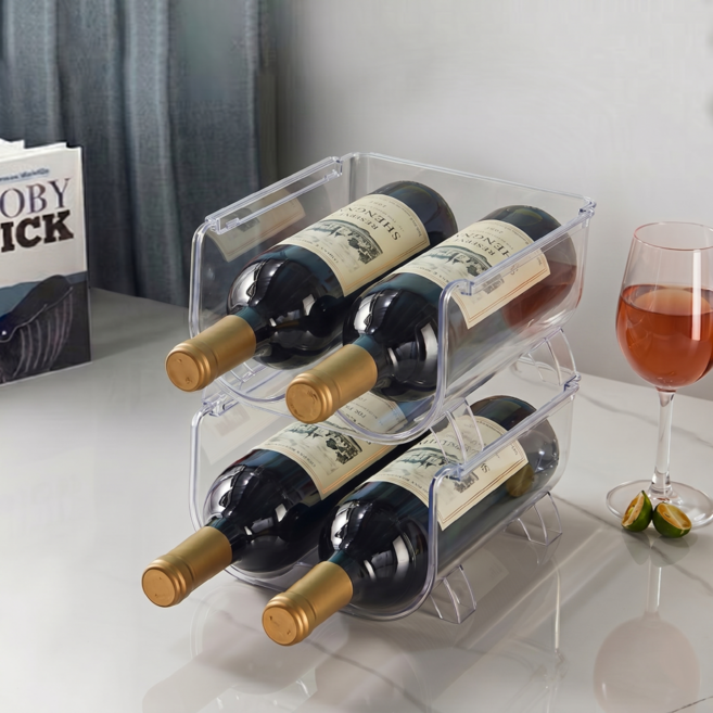트리아노 깔끔한 와인 보관 텀블러 정리함 2구, 2개, 투명