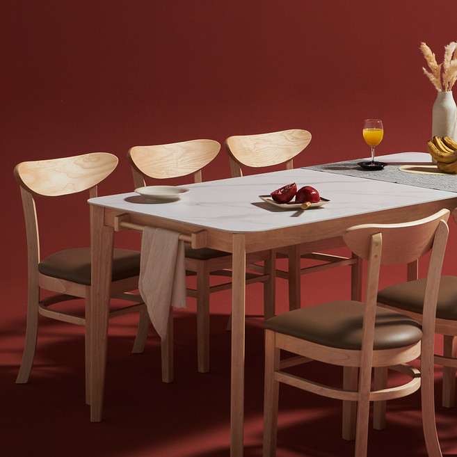 보니애가구 포셀린 통세라믹 1750 식탁세트 체어형 6인용 방문설치, 내추럴 일반의자구성, 일반의자 6