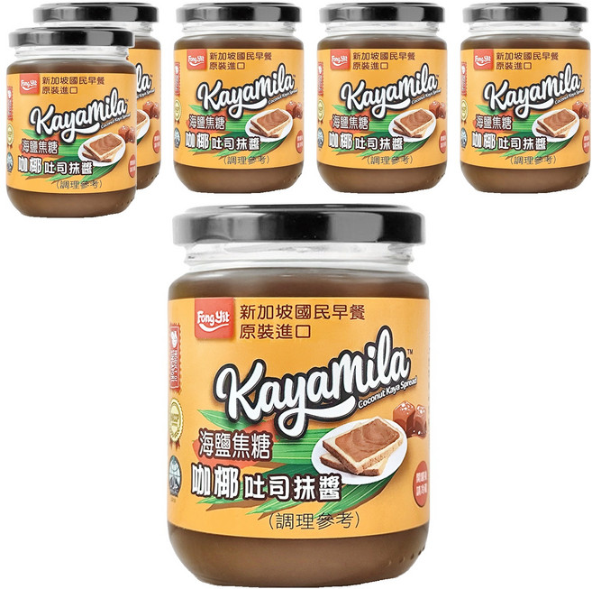 Fong Yit 豐一 海鹽焦糖咖椰吐司抹醬 新加坡國民早餐 無色素 無防腐劑 無反式脂肪, 270g, 6罐