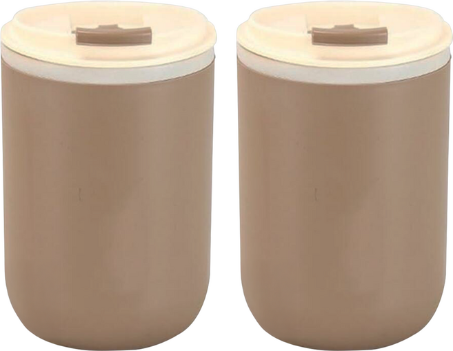 不鏽鋼咖啡杯 2個, 卡其, 500ml, 1組