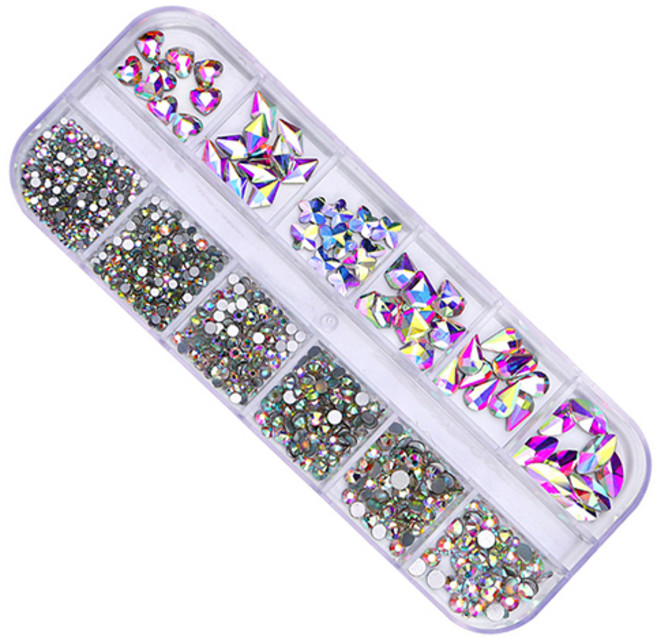 메이브라운 유리네일 크리스탈 풀스톤 네일파츠, 1개, AB도형믹스