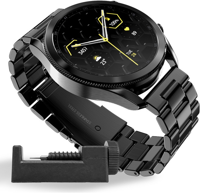 구스페리 메탈 스틸 밴드 스트랩, 블랙, 1개