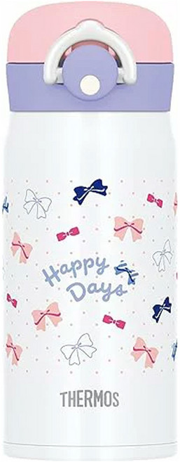 THERMOS 膳魔師 真空不鏽鋼保溫瓶 JNR-353G, 350ml, 白色蝴蝶結, 1瓶