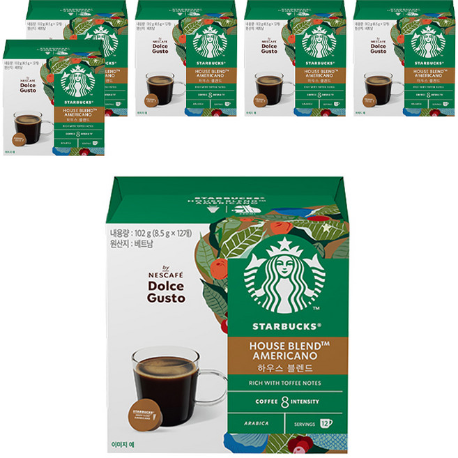 스타벅스 하우스블렌드 by 네스카페 돌체구스토 캡슐커피, 8.5g, 12개입, 6개