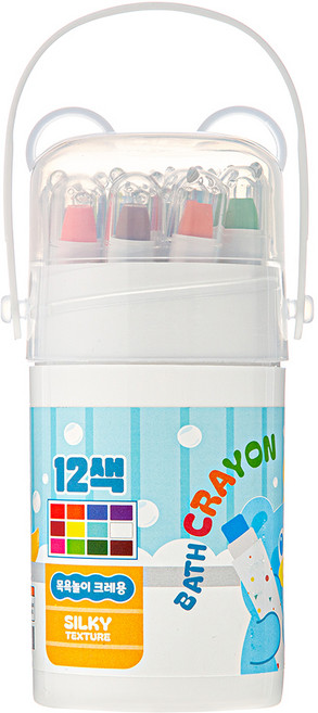 탐사 곰돌이 케이스 목욕놀이 욕실 크레용 펜, 12색, 1세트